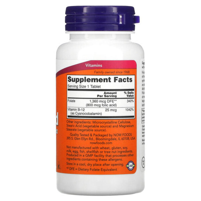 Ácido fólico Now Folic Acid 250 Tabletas