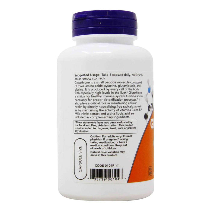 Glutatión Now Glutathione 500 mg 60 Cápsulas