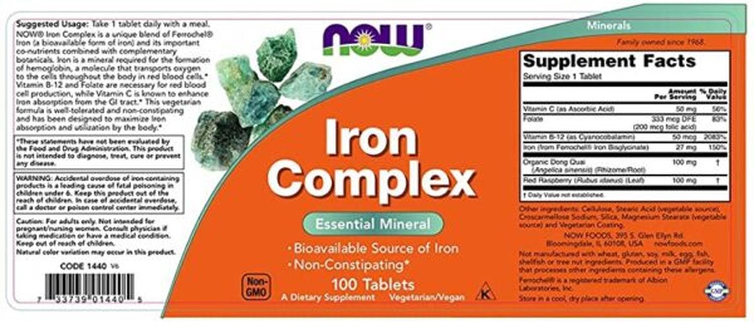 Hierro Now Iron Complex 100 Tabletas